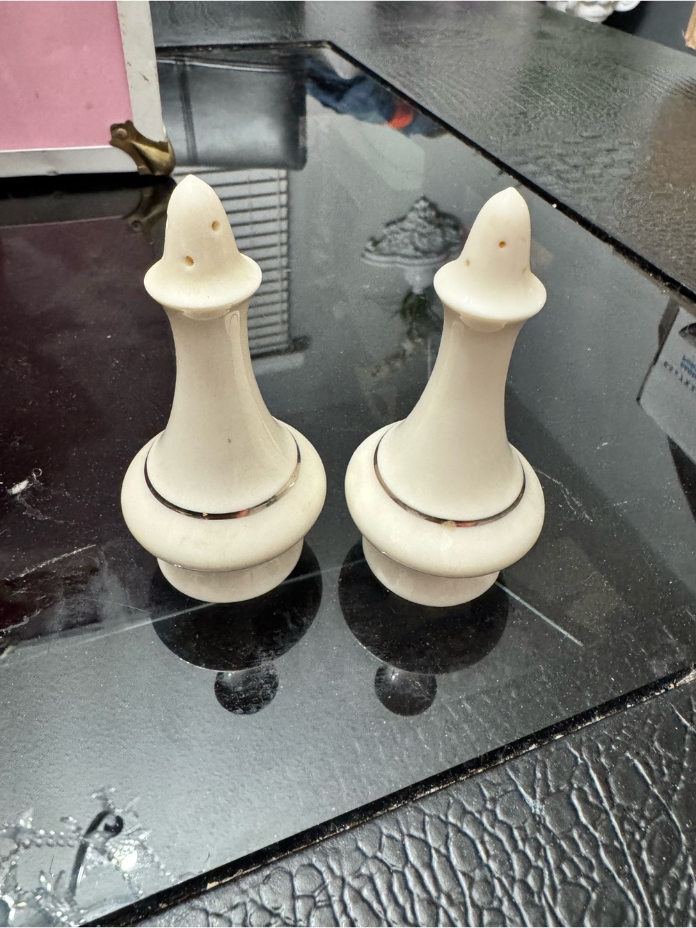Lenox Ivory and Silver Salt and Pepper Shakers